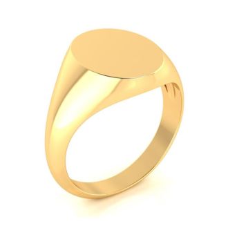 14K Yellow Gold Mens Oval Signet Ring