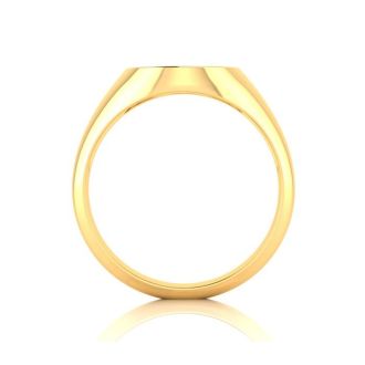 14K Yellow Gold Mens Oval Signet Ring With Free Custom Engraving