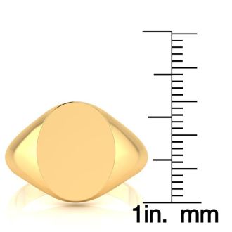 14K Yellow Gold Mens Oval Signet Ring