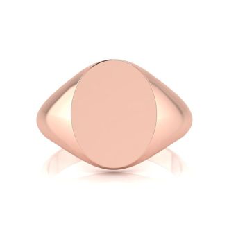 14K Rose Gold Mens Oval Signet Ring With Free Custom Engraving