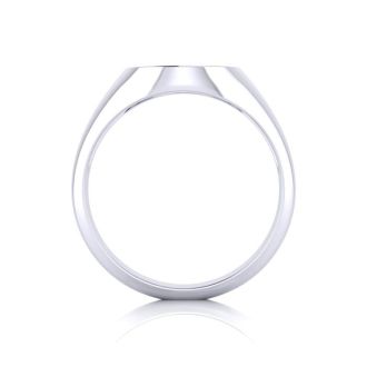 14K White Gold Mens Oval Signet Ring