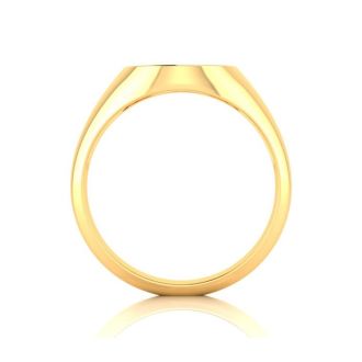 14K Yellow Gold Mens Oval Signet Ring With Free Custom Engraving