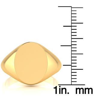 14K Yellow Gold Mens Oval Signet Ring