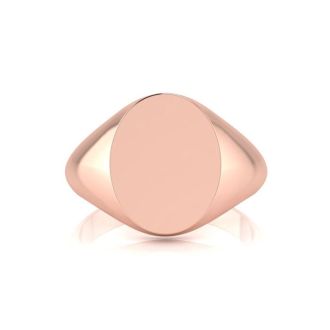 14K Rose Gold Mens Oval Signet Ring With Free Custom Engraving