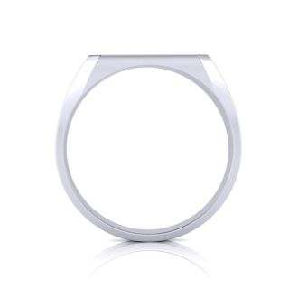 14K White Gold Mens Octagon Signet Ring With Free Custom Engraving