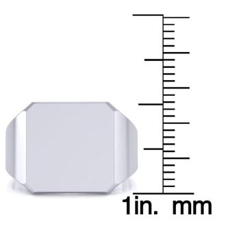 14K White Gold Mens Octagon Signet Ring With Free Custom Engraving
