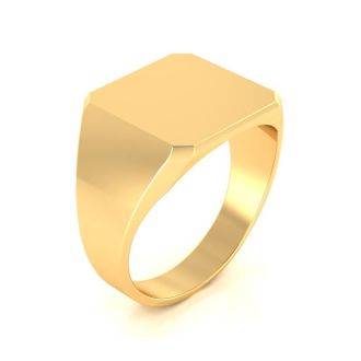 14K Yellow Gold Mens Octagon Signet Ring
