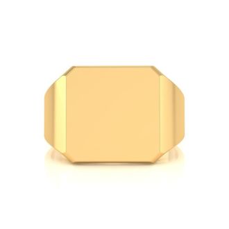 14K Yellow Gold Mens Octagon Signet Ring With Free Custom Engraving