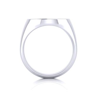 14K White Gold Mens Oval Signet Ring
