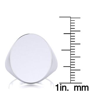 14K White Gold Mens Oval Signet Ring