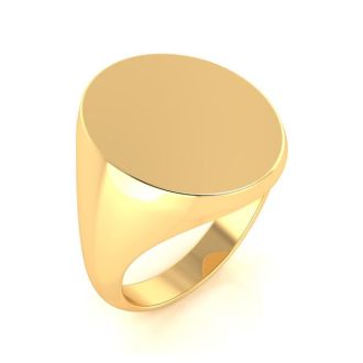 14K Yellow Gold Mens Oval Signet Ring