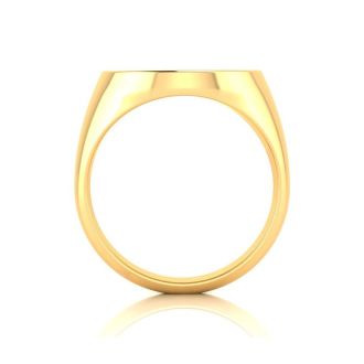14K Yellow Gold Mens Oval Signet Ring