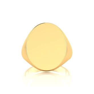 14K Yellow Gold Mens Oval Signet Ring
