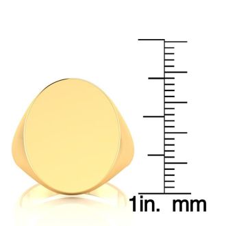 14K Yellow Gold Mens Oval Signet Ring