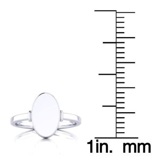 14K White Gold Ladies Oval Signet Ring With Free Custom Engraving