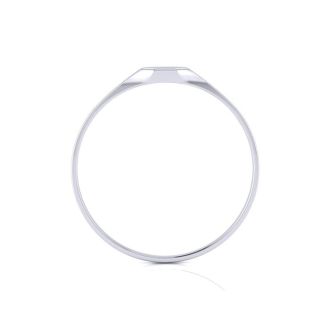 14K White Gold Ladies Octagon Signet Ring With Free Custom Engraving