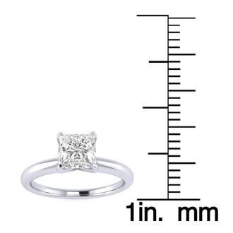 3/4ct Princess Cut Diamond Solitaire Engagement Ring In 14K White Gold