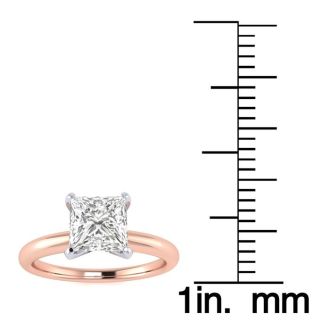 1ct Princess Cut Diamond Solitaire Engagement Ring In 14K Rose Gold