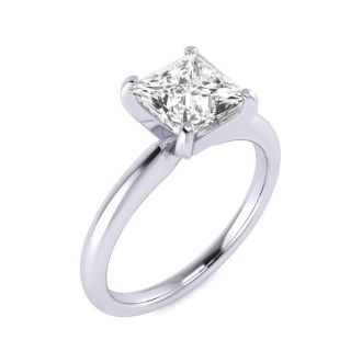 1 1/2ct Princess Cut Diamond Solitaire Engagement Ring In 14K White Gold