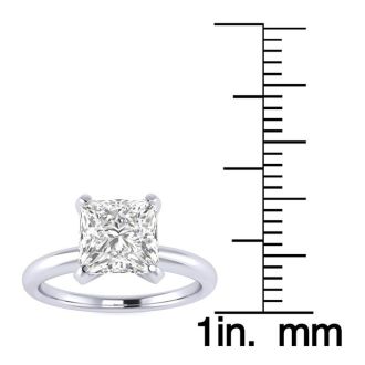1 1/2ct Princess Cut Diamond Solitaire Engagement Ring In 14K White Gold