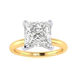 2 1/2ct Princess Cut Diamond Solitaire Engagement Ring In 14K Yellow Gold