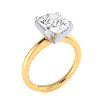 2 1/2ct Princess Cut Diamond Solitaire Engagement Ring In 14K Yellow Gold