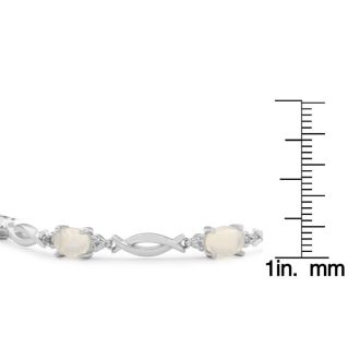 3-1/2 Carat Opal Bracelet with Diamonds In Platinum Overlay, 7 Inches