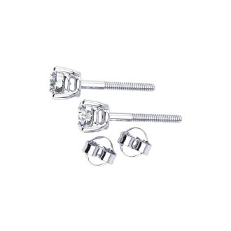 4 Carat Round Diamond Stud Earrings In 14 Karat White Gold