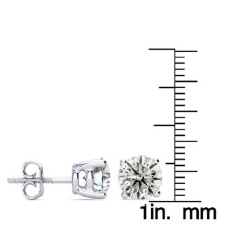 4 Carat Round Diamond Stud Earrings In 14 Karat White Gold