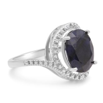 5 1/2 Carat Sapphire and Halo Diamond Ring