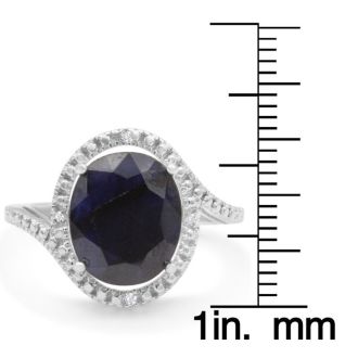 5 1/2 Carat Sapphire and Halo Diamond Ring