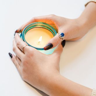 Incredible Large 4 Carat Oval Shape Sapphire and Halo Diamond Ring In Sterling Silver