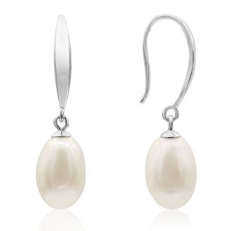 Freshwater Cultured Pearl Drop Earrings In Sterling Silver