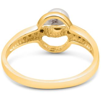Round Freshwater Cultured Pearl and Diamond Accent Ring In 14 Karat Yellow Gold