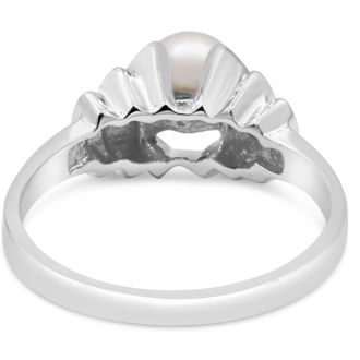 Round Freshwater Cultured Pearl Ring In 14 Karat White Gold