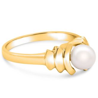 Round Freshwater Cultured Pearl Ring In 14 Karat Yellow Gold