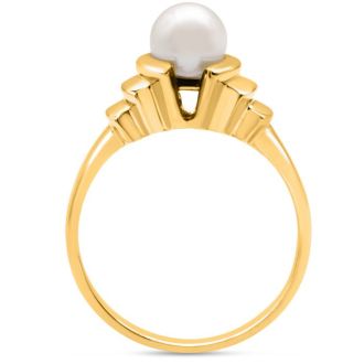 Round Freshwater Cultured Pearl Ring In 14 Karat Yellow Gold