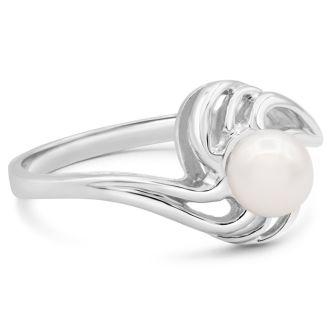 Round Freshwater Cultured Pearl Ring In 14 Karat White Gold