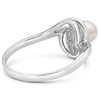 Round Freshwater Cultured Pearl Ring In 14 Karat White Gold