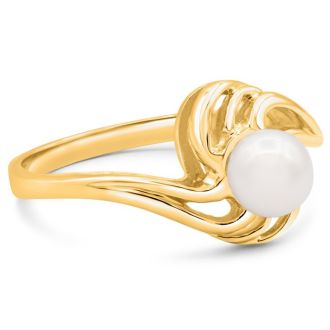 Round Freshwater Cultured Pearl Ring In 14 Karat Yellow Gold