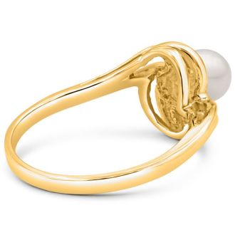Round Freshwater Cultured Pearl Ring In 14 Karat Yellow Gold