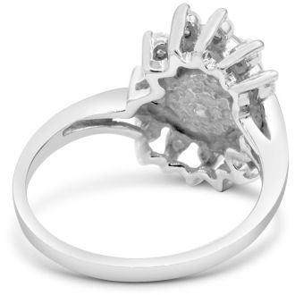 Round Freshwater Cultured Pearl and 1/2 Carat Halo Diamond Ring In 14 Karat White Gold