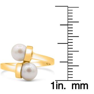 Round Freshwater Cultured Double Pearl Ring In 14 Karat Yellow Gold