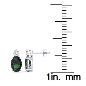 1 Carat Oval Mystic Topaz and Diamond Stud Earrings In 14 Karat White Gold