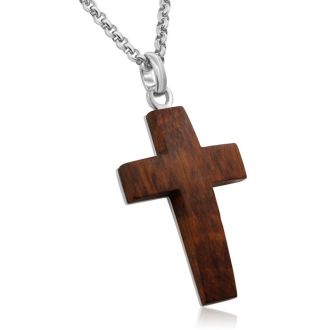 Koa wood cross necklace clearance
