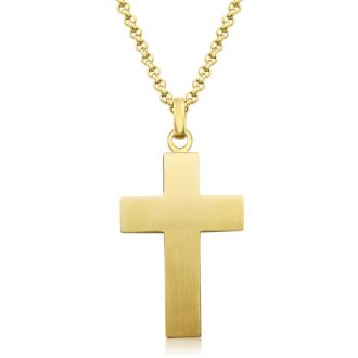 Koa Wood and Gold Plated Stainless Steel Cross Necklace , 24 Inches