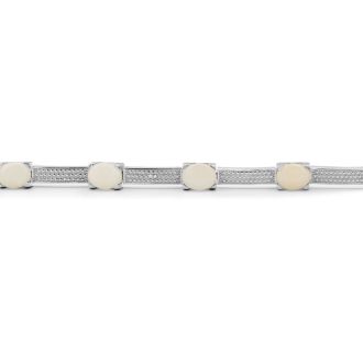 8 Carat Opal Bracelet with Diamonds In Platinum Overlay, 7 Inches
