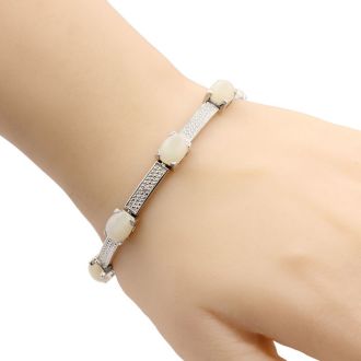8 Carat Opal Bracelet with Diamonds In Platinum Overlay, 7 Inches