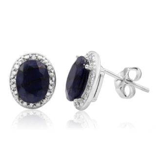 3 Carat Sapphire and Diamond Halo Stud Earrings