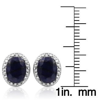 3 Carat Sapphire and Diamond Halo Stud Earrings